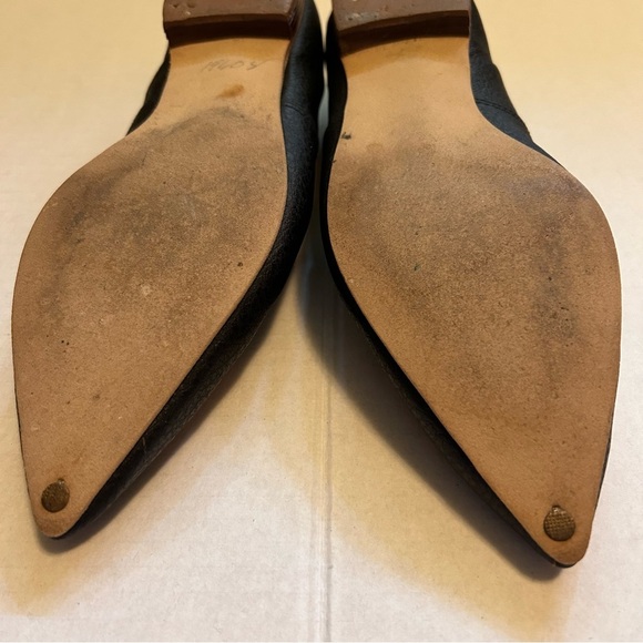 Vintage Buskens Black Leather Studded Geometric Shoes Pointed Toe Small - Picture 11 of 14